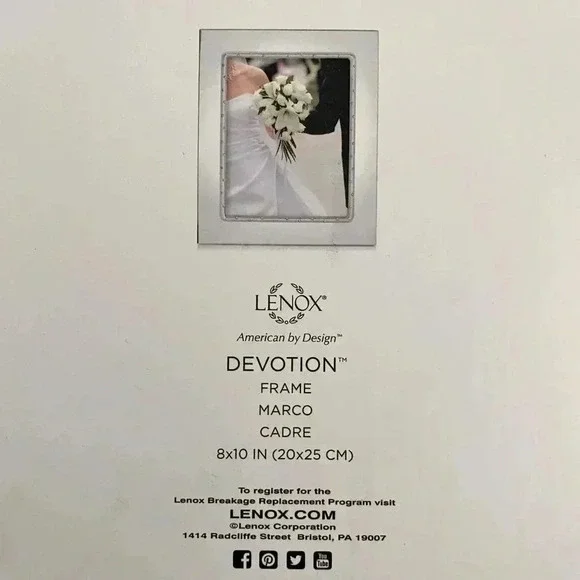 New Lenox Devotion 8x10 Picture Frame Silver Plated Crystal Hang Table Top NIB - Picture 10 of 15